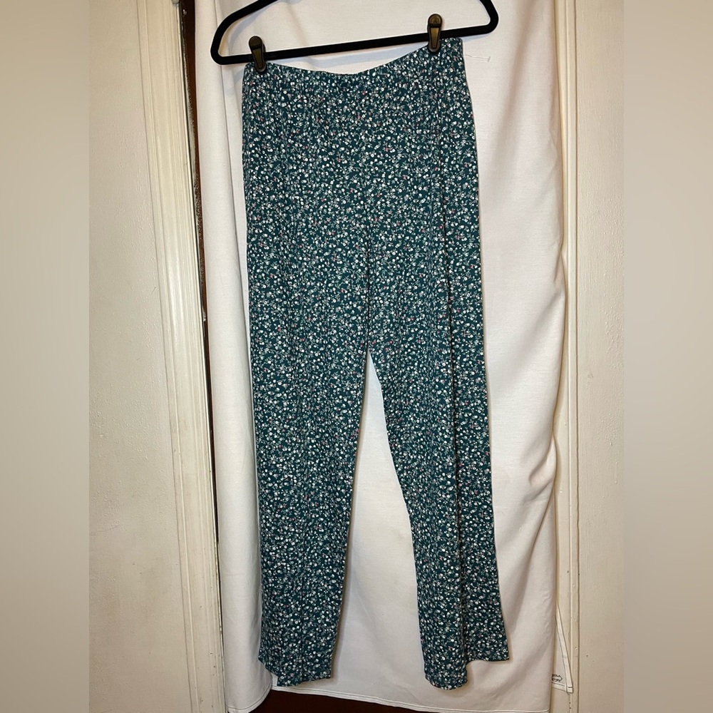 NWOT Charter Club Intimates Teal Floral Pajama Lounge Adjustable Pants Size S